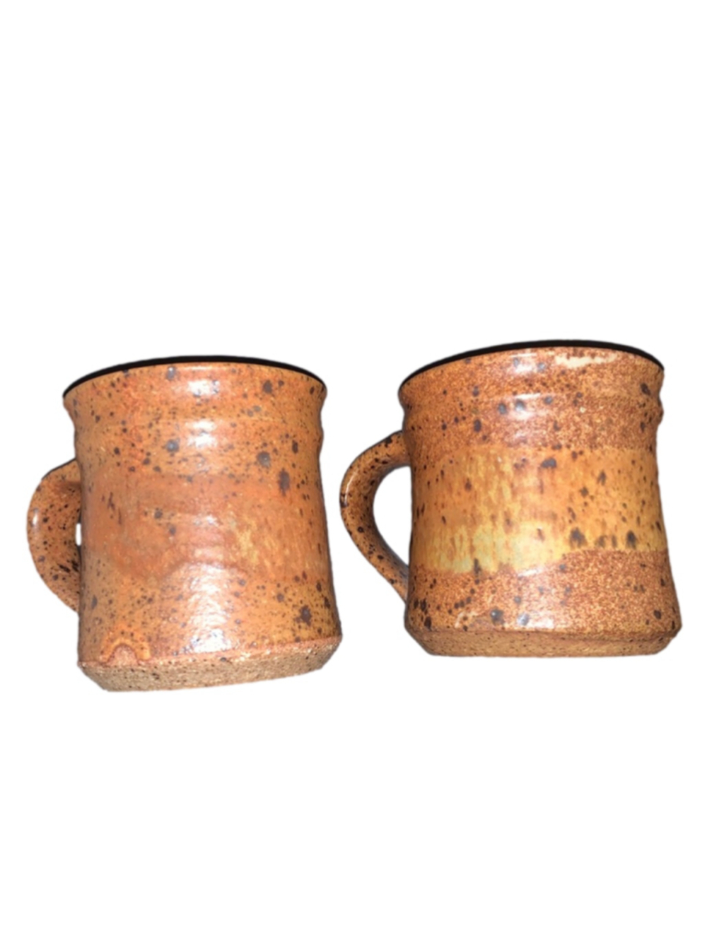 Handmade Mugs One Size Brown Black Speckled Pottery Set of 2